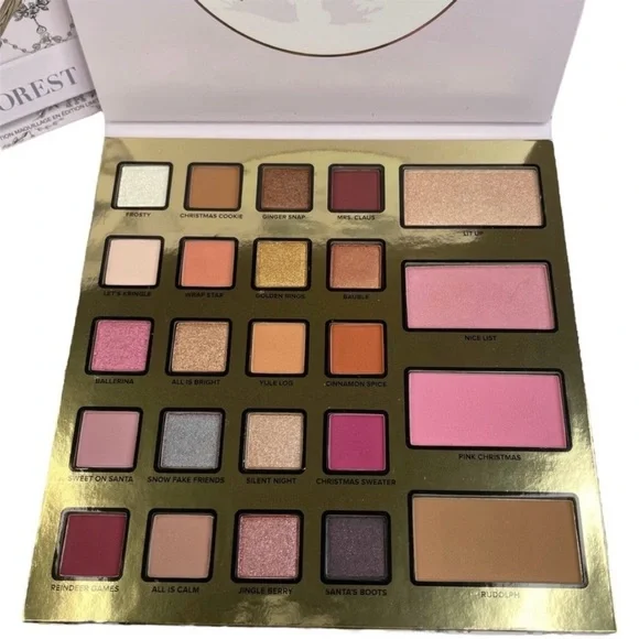 Too Faced Enchanted Eyeshadow Palette with Pink Lip Gloss and travel Mascara